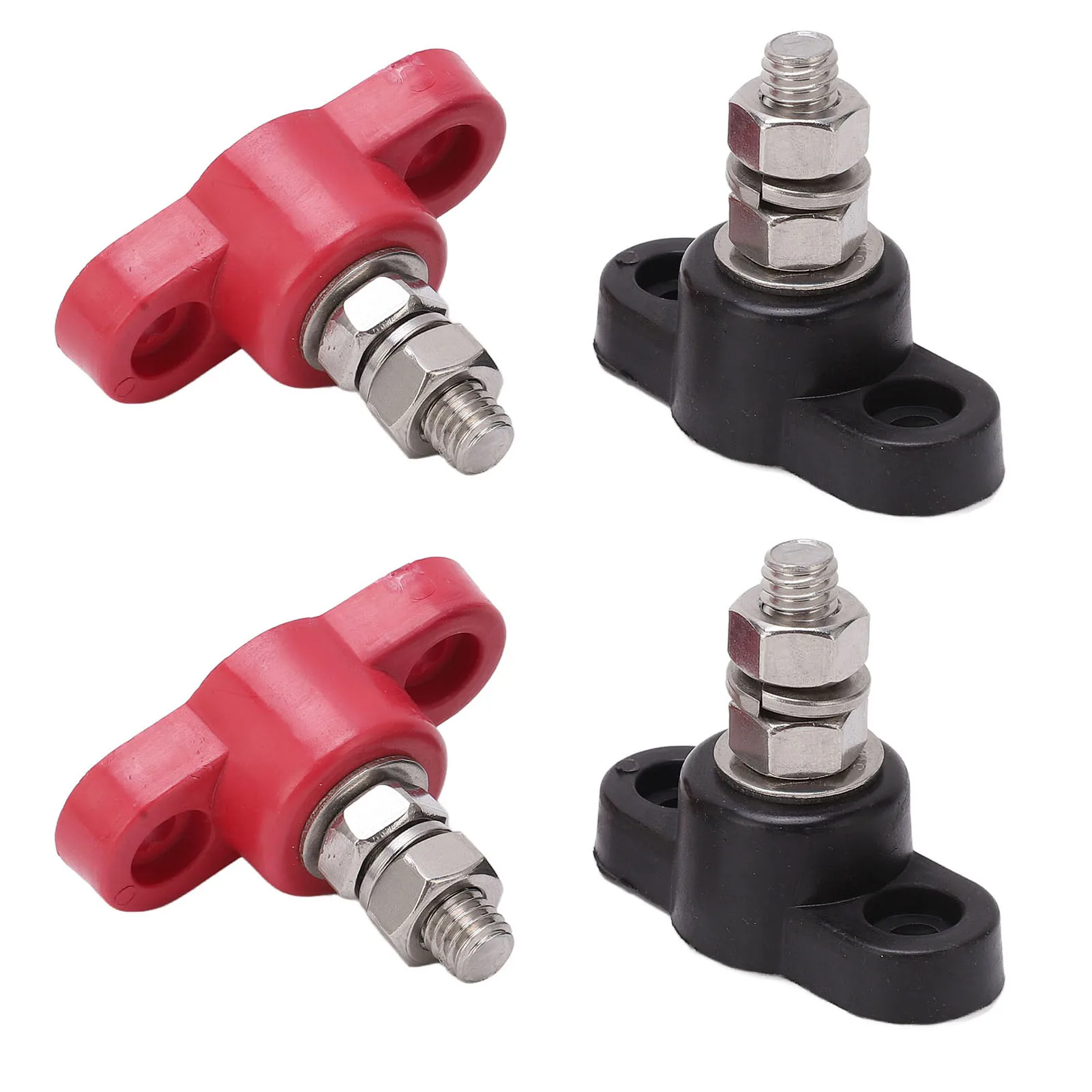 

4Pcs Battery Distribution Terminal Blocks 12V 24V Safe Red Black Power Stud Battery Junction Block Post