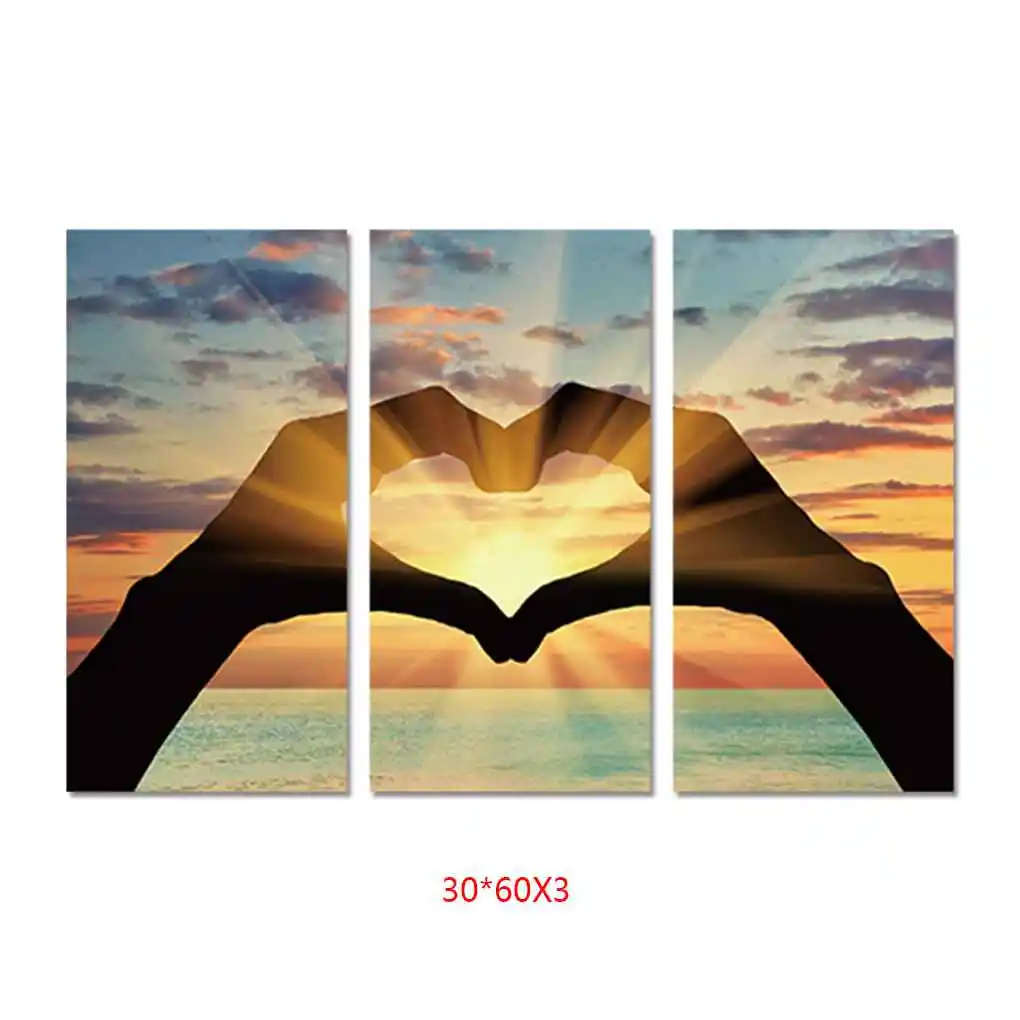 

3 Панели картина маслом сердце руки холст постер HD Печать Солнечный свет Стена Картина без рамки гостиная картина маслом
