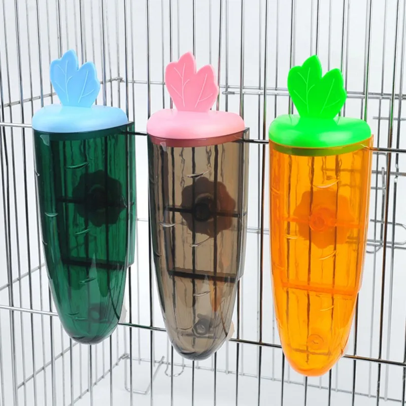 Alimentador de agua con diseño de zanahoria y conejo, botella colgante para beber, fuente para mascotas pequeñas, animales, hámster, bebedero automático, accesorios