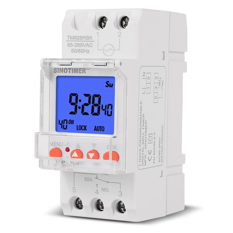 

SINOTIMER TM928RBKL Smart Ringing Instrument Timer Replaceable Battery Backlight 85-265V 30A