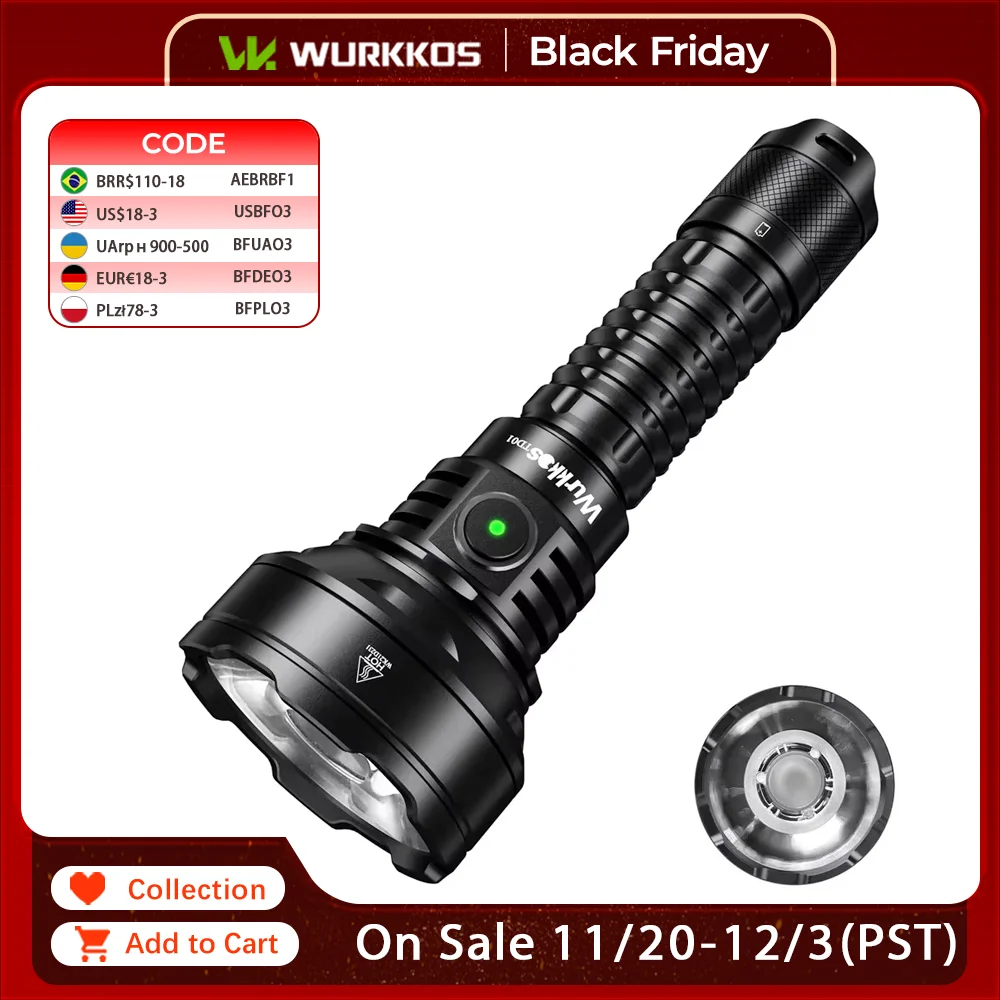 

Wurkkos TD01 тактический фонарик USB-C 2200Lm