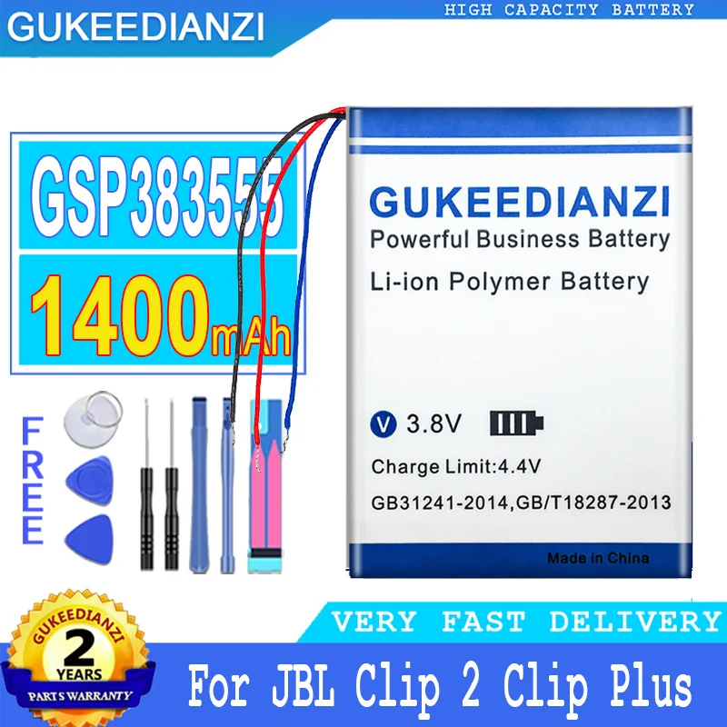 

GSP383555 1400mAh High Capacity Battery For JBL Clip 2 Plus Clip2 Plus/Clip 2 AN/CLIP2BLKAM/CS056US/P04405201 Li-polym Bateria