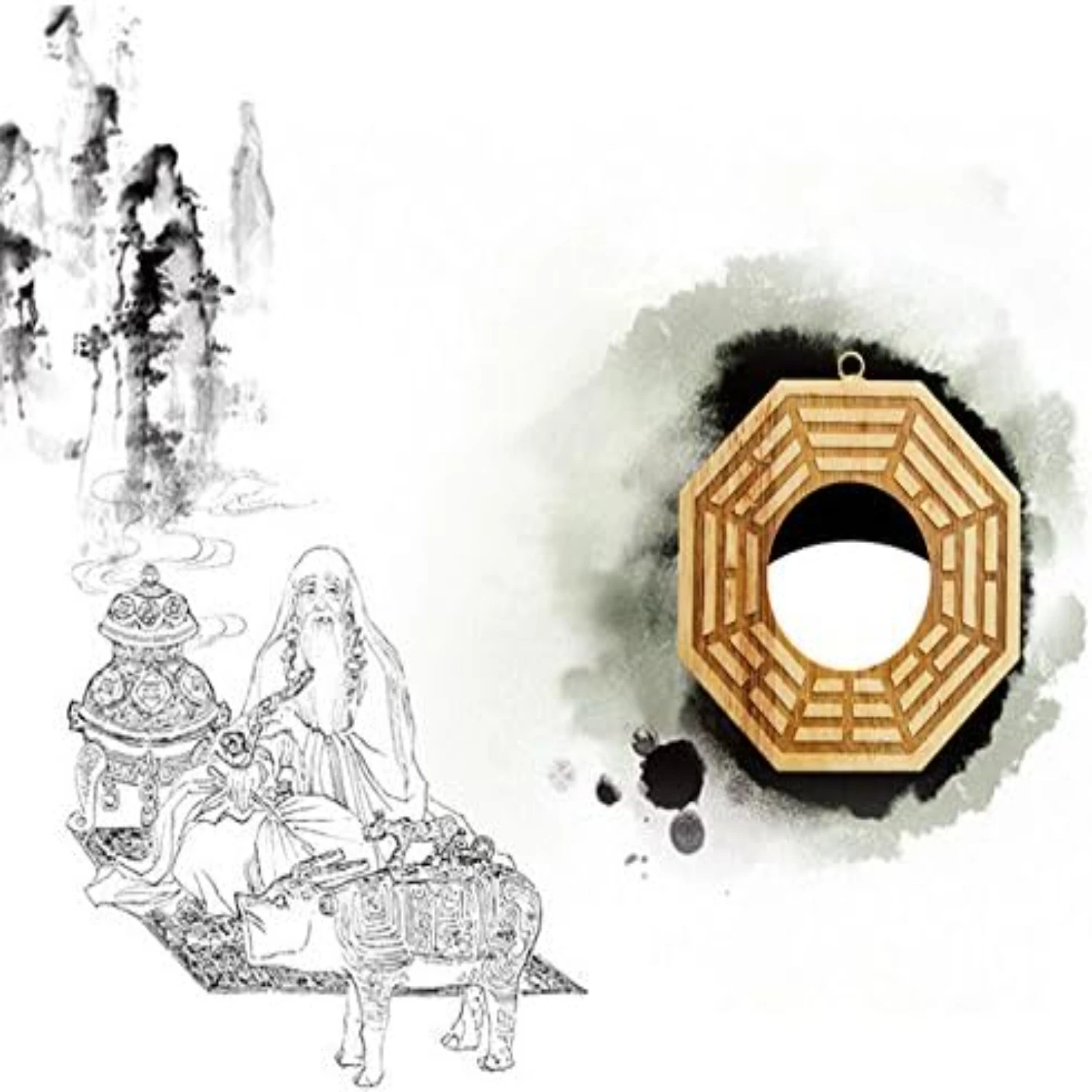 Деревянные зеркала Bagua Feng Shui 4 дюйма