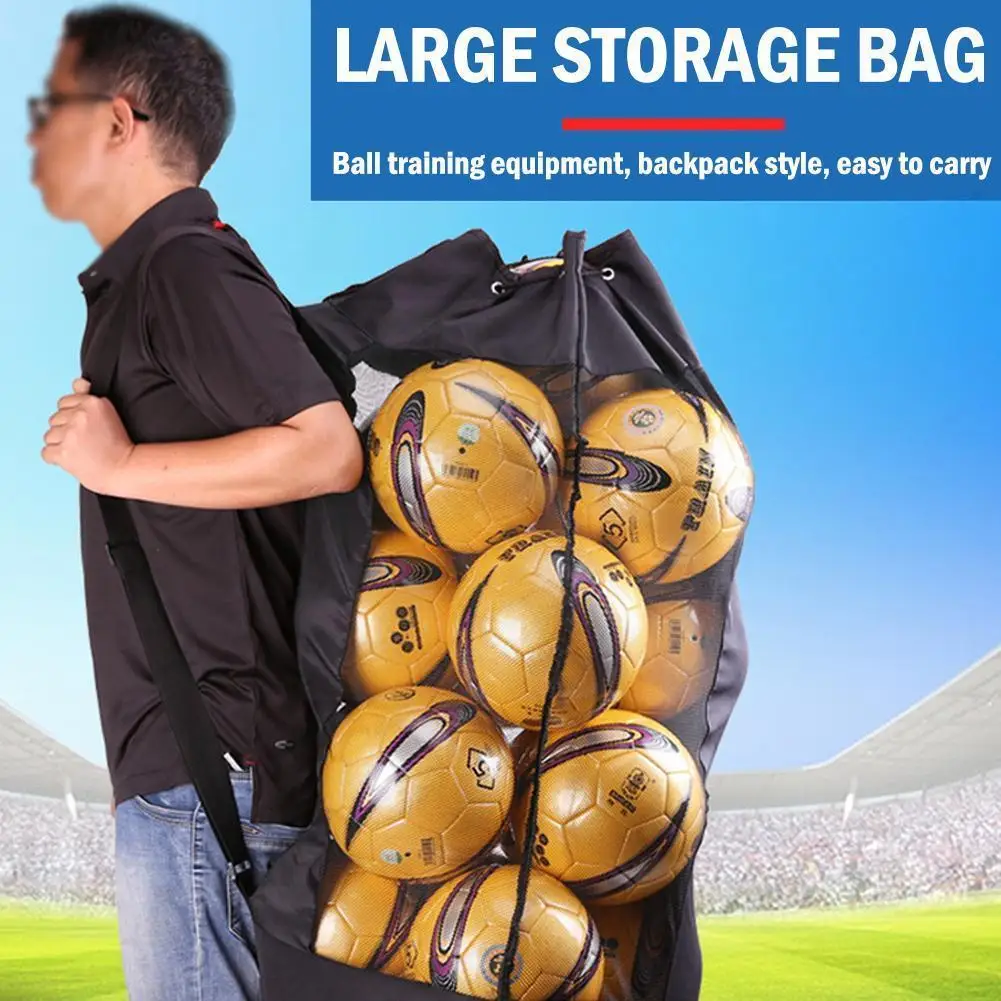 

Outdoor Soccer Bag Large Capacity Basketball Volleyball Adjustable Ball Sack Polyester Waterproof Duty Carrying Mesh Heavy G6e2