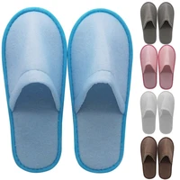 1pair simple unisex solid color slippers hotel travel spa portable men slippers disposable home guest indoor cloth men slipper