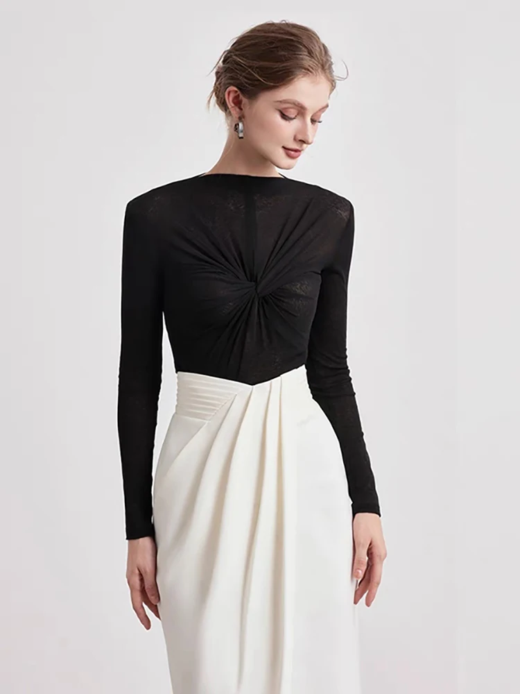 Женский комплект из 2 предметов DEAT пуловер средней длины с круглым вырезом и