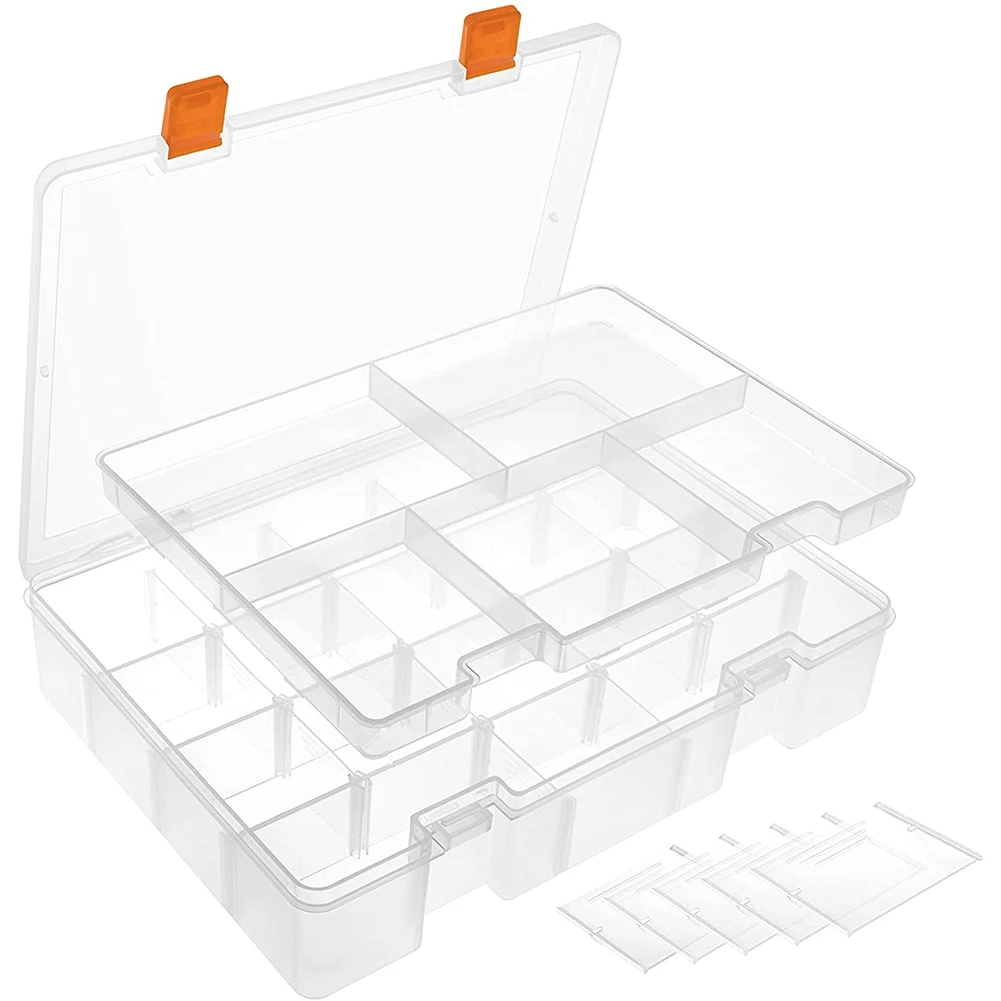 

Двухуровневый пластиковый ящик для хранения с регулируемыми перегородками, 23 ящика для хранения, для офисных принадлежностей, белые украше...