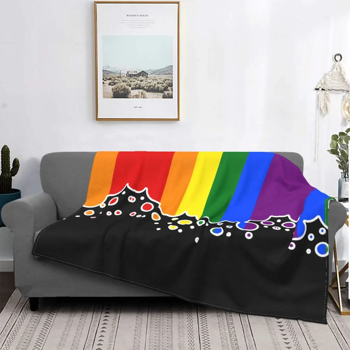 

LGBT Ultra-Soft Fleece Gay Pride Rainbow Flag Throw Blanket Warm Flannel Lesbian Bisexual Blankets for Bed Couch Sofa King Size