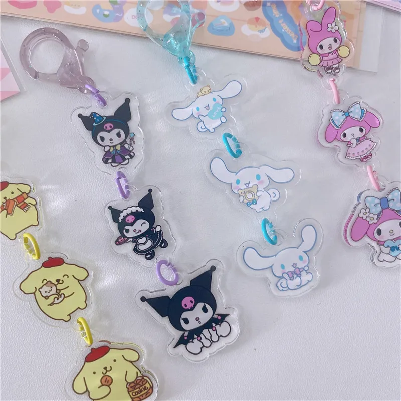 

Sanrio Cartoon Anime Cute Kawaii Decorative String Keychain Girl Heart Kuromi Mymelody Cinnamoroll Bag Decoration Small Pendant