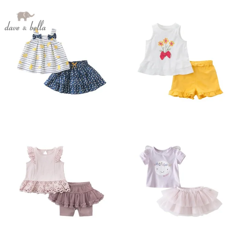 DBJ13117-Conjunto de ropa de malla para niñas, traje de 2 piezas con estampado floral de dibujos animados de mariposa, para verano