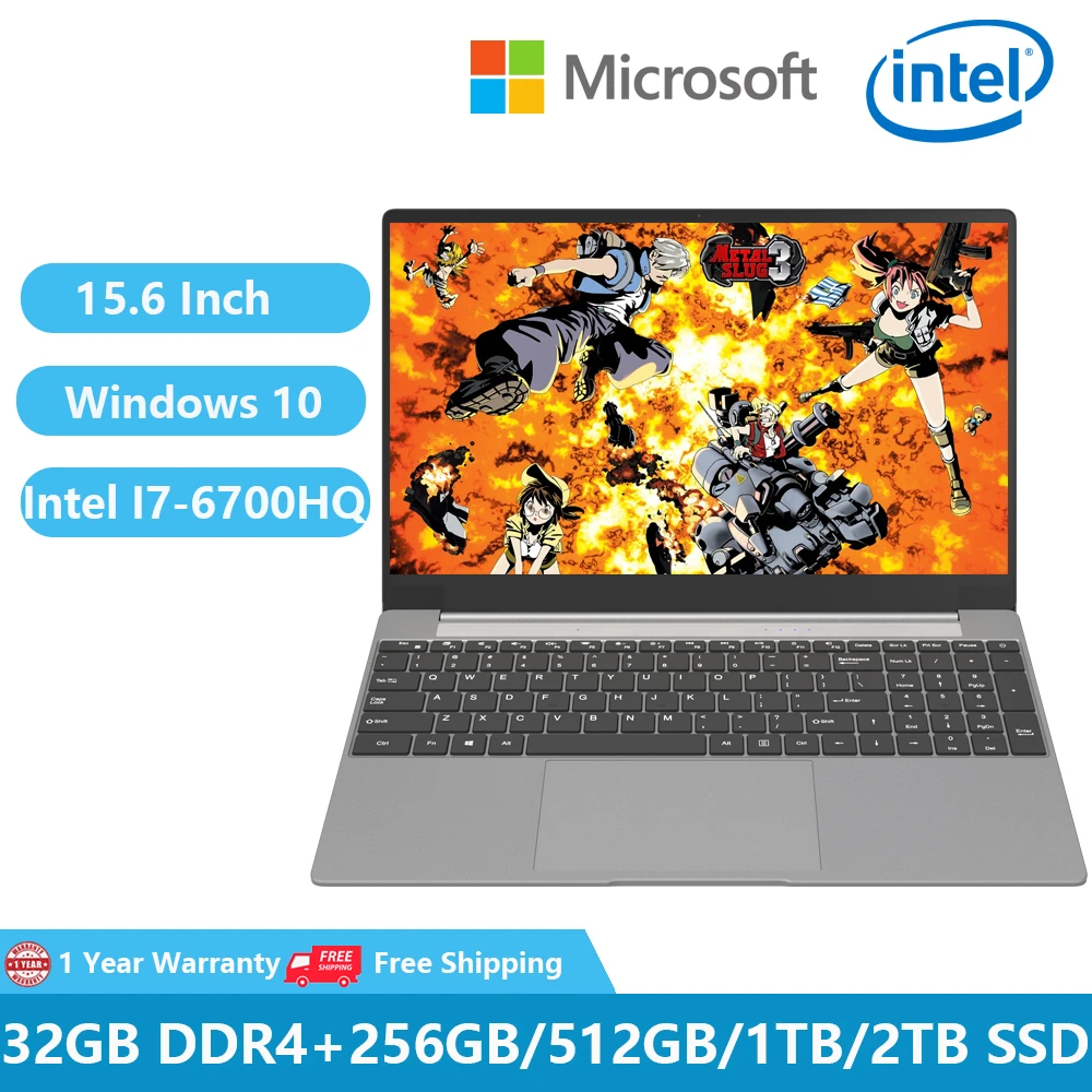 Недорогие ноутбуки I7 Core, офисные ПК, деловые ноутбуки Win10, 15,6 дюйма, Intel I7-6700HQ 32 ГБ ОЗУ + 1 ТБ, Wi-Fi, нетбук, ультрабук RJ45 Lan