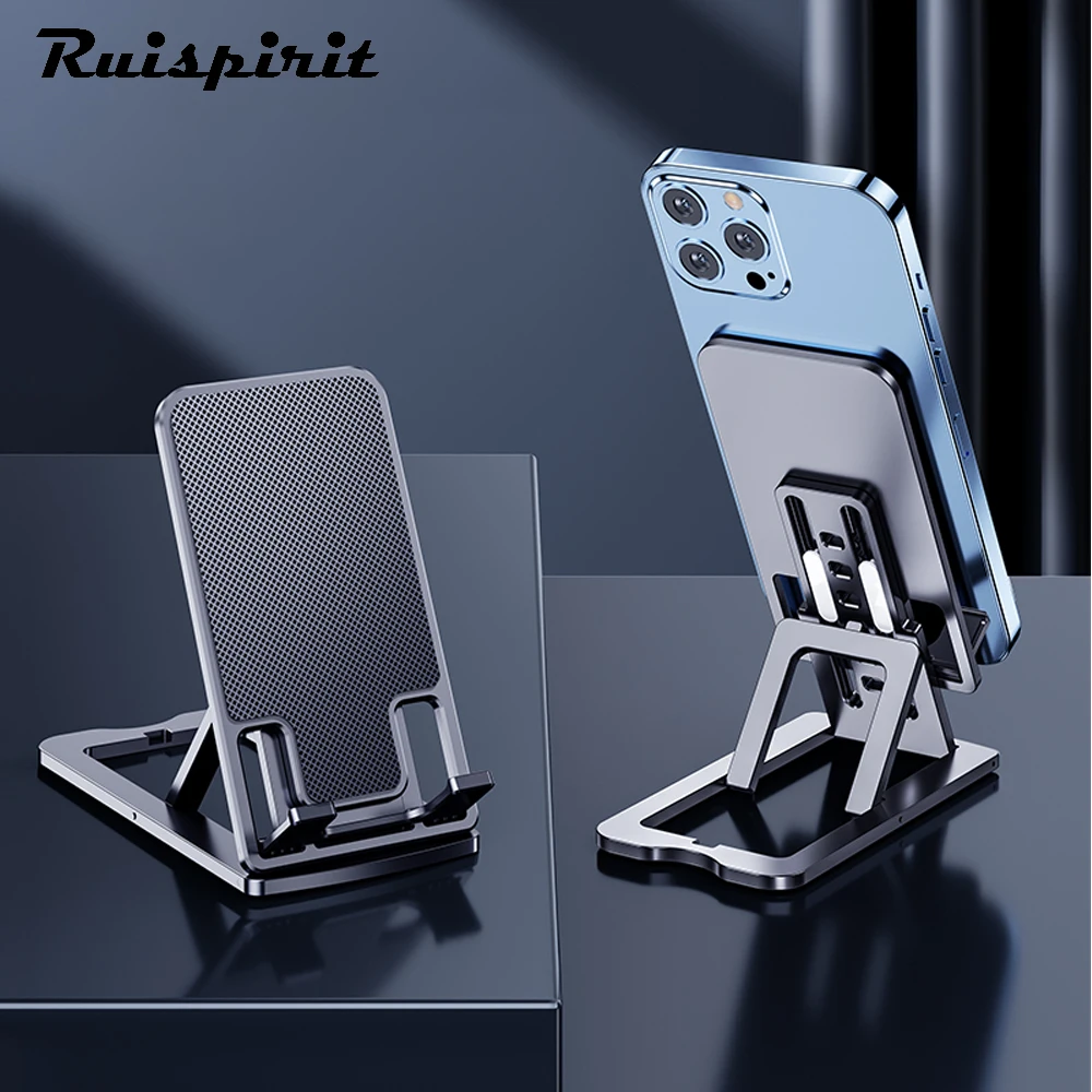

Alloy Cell Phone Stand Updated Adjustable Desktop Phone Holder Cradle Fully Foldable For All Phones Android iPhone Tablets