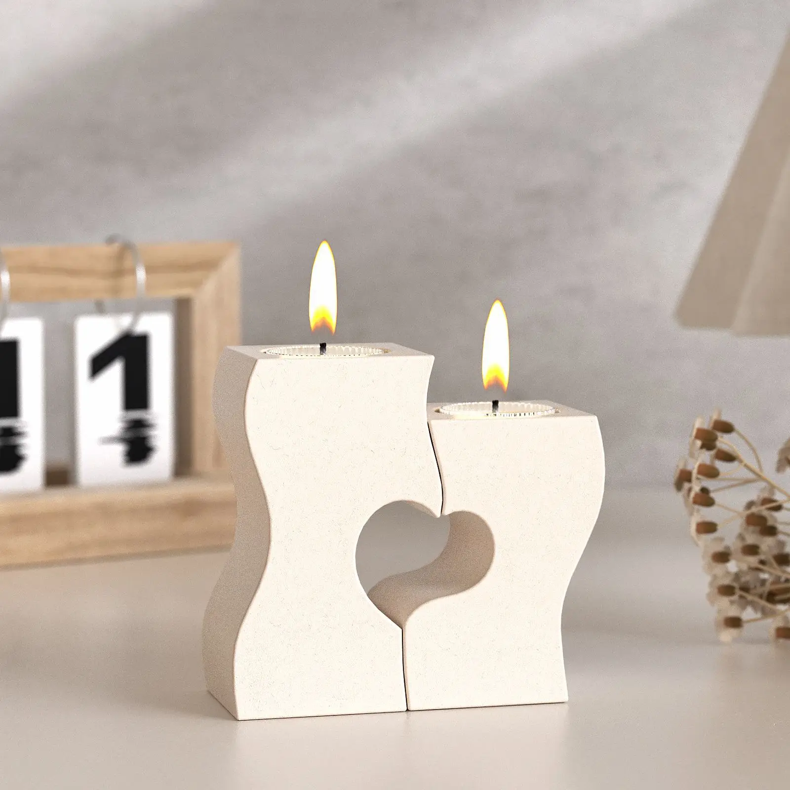 S сердце подсвечник силиконовые формы DIY гипсовая штукатурка цементная форма