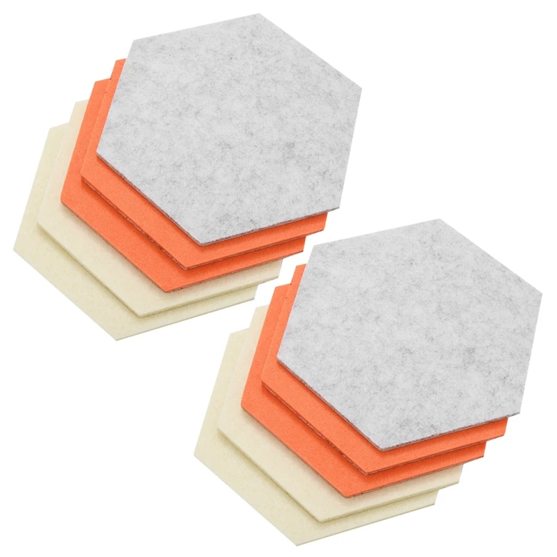 

10Pcs/Set Hexagon Felt Board Hexagonal Felt Wall Sticker Multifunction 3D Decorative Message Board Orange Gray Series