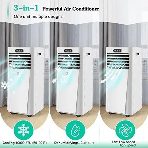 

BTU Portable Air Conditioner with Remote Control Cool to 350 square feet, Touch Screen, Portable AC Unit with Cooling, Dehumidif