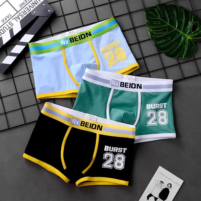 Personalized printing youth men's underwear adult flat corner trend summer breathable four corner trouser head