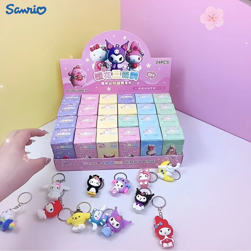 

24 шт. брелок Sanrio Kawaii Kitty Cinnamoroll Kuromi Аниме фигурки Покемон Пикачу брелок кулон для детей подарки игрушки