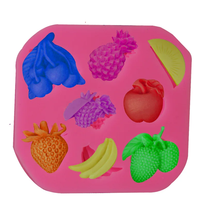 

Новая 3D силиконовая форма для фруктов, помадки, инструменты для украшения тортов, яблоко, клубника, виноград