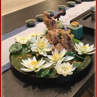 new chinese style hotel round table turntable artificial flower table flower decoration flower middle decoration high end