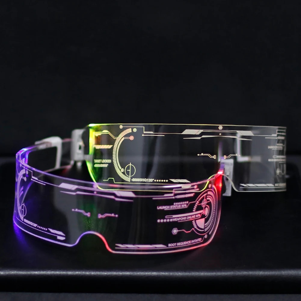 

Novelty EL Wire Luminous Glasses LED Neon DJ New Year Light Up Visor Eyeglasses for Costume Neon DJ New Year Set