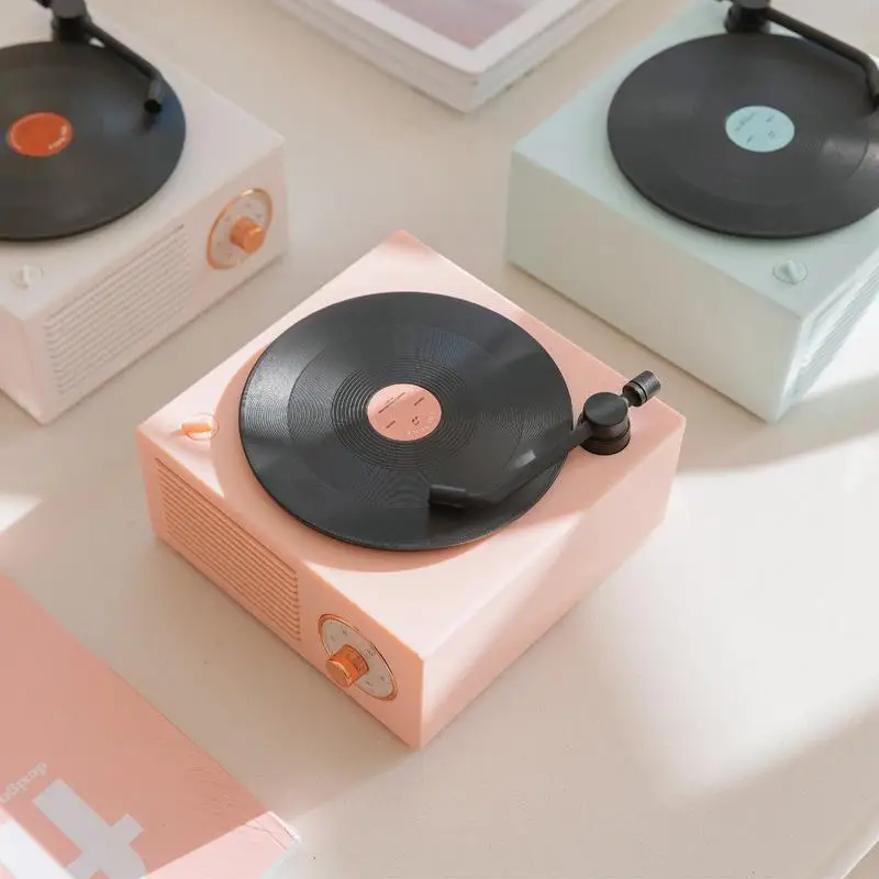 

Vinyl Record Player Portable Bluetooth Speaker Wireless Mini Stereo Steel Gun Sound Box Multi Function For Home Decor 005