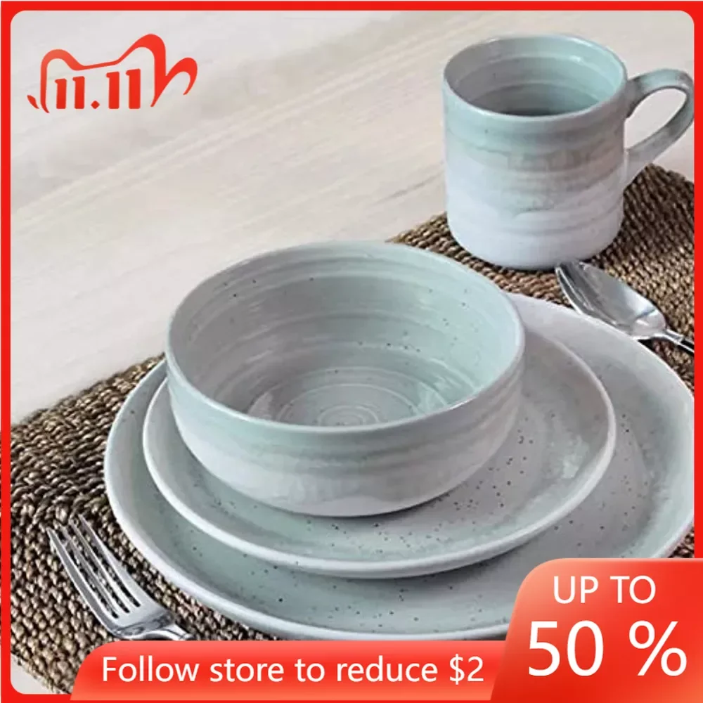 

Набор посуды из 16 предметов из керамики, посуда для кухни, набор посуды, набор обеденных тарелок, тарелки, столовые наборы, набор столовых приборов