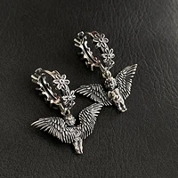 vintage silver color cherub angel dangle drop earrings daisy flower earrings for men womens ear jewelry accessories