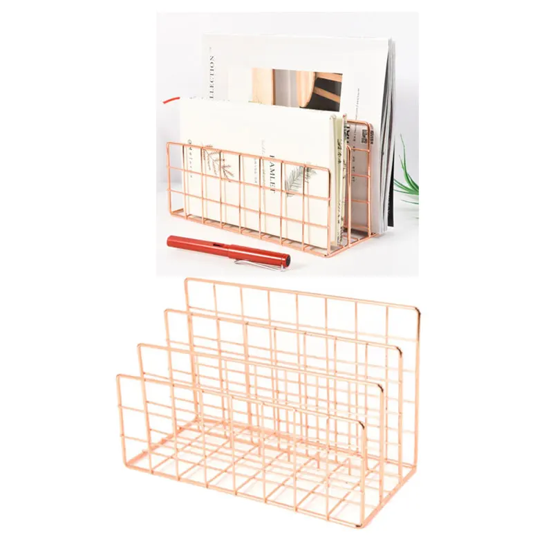 

Rack Desk Finishing Holder Wrought File Letter Desktop Grid Iron Storage Creative File Office Organizer Rack Office Sorter File