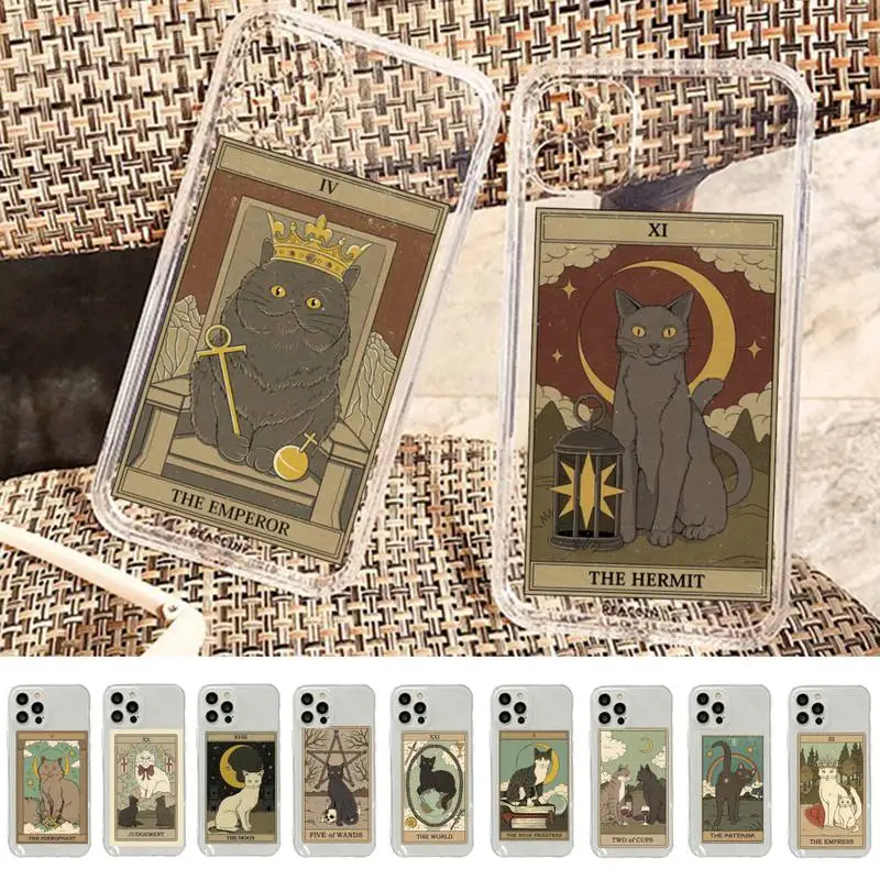 Чехол для телефона Witches Moon Tarot Mystery totem cat art iPhone 11 12 13 14 Mini Pro Max XR X XS 8 7 6 Plus SE 2020