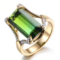 hoyon 14k yellow gold color new luxury cluster set imitation emerald gemstone ring for women jewelry eagle claw micro set ring