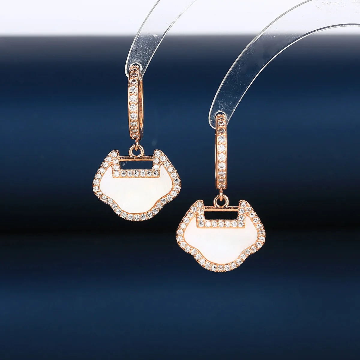 BilincolorLight Luxury  Zircon  Korean Shell Buckle  Earrings For Women or Girls  Chrismas' Gift