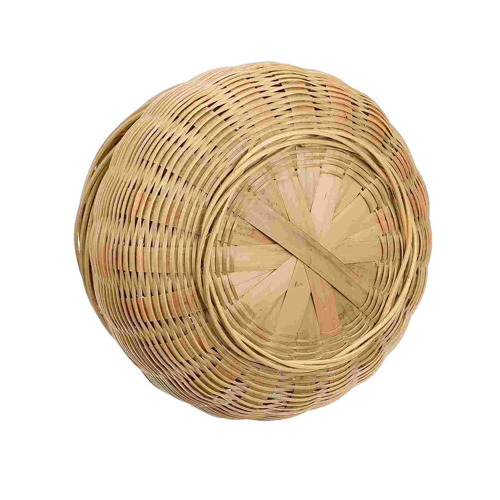 

Basket Storage Wovenegg Rattan Lid Round Baskets Wicker Bowl Serving Fruit Eggs Tray Decorative Garlic Snack Holder Foodseagrass