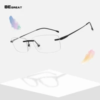 begreat designer classic pure titanium optical glasses frames square men frameless eyeglasses 53mm light fashion spectacles