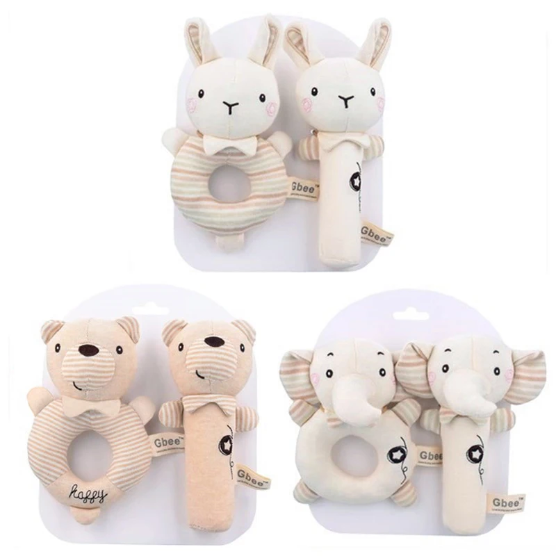 

Baby Rattles Toys Plush Dolls Rabbit Bear Grab Ability Training Toys Newborn Baby Early Educational Toy Animal Rattles Hand Bell