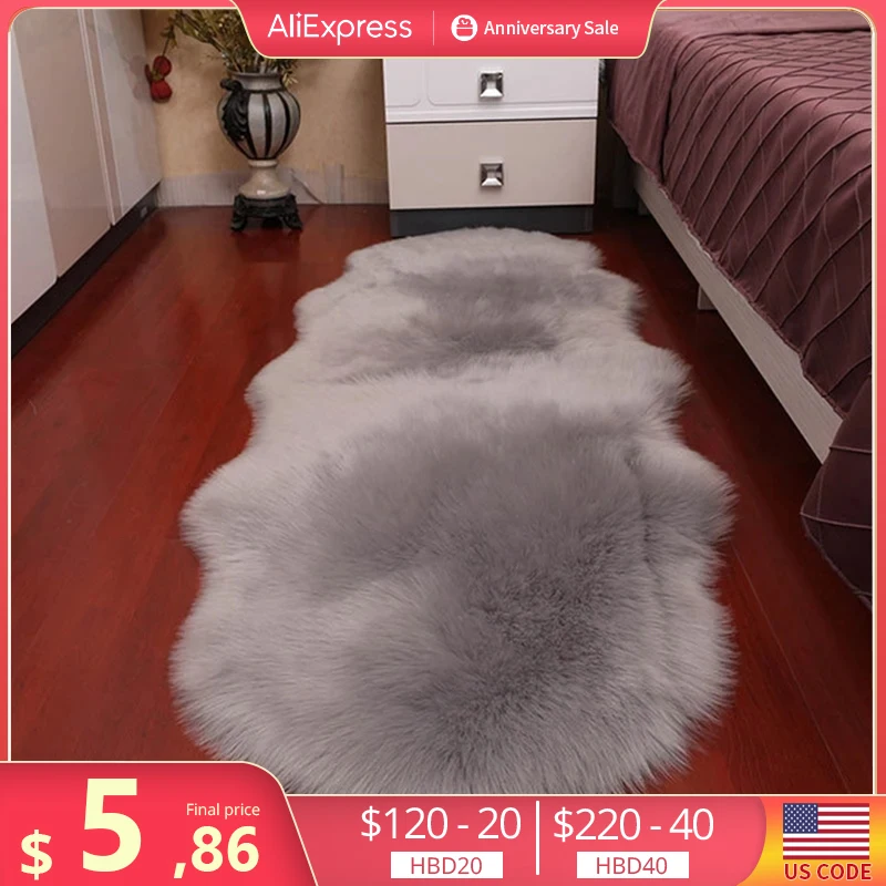 

New Carpet Plush Soft Sheepskin Bedroom Carpet Imitation Wool Pad Long Hair Bedside Mat Sofa Cushion Rugs Living Room Fur Carpet