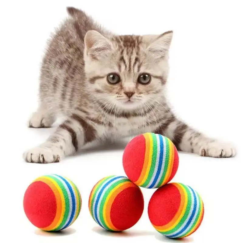 

Игрушка для кошек, 10 шт., цветной шар, интерактивные игрушки для кошек, играйте в жевательный бесшумный шар, погремушка, детская игрушка для ц...