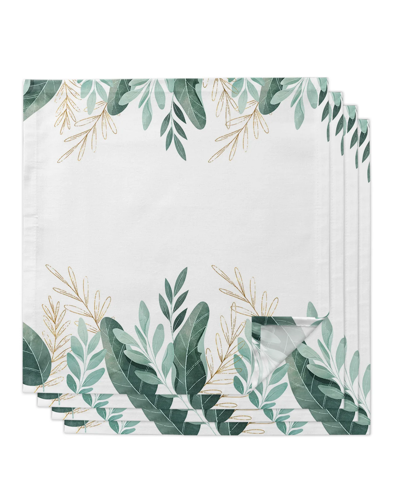 

4pcs Green Tropical Plants Leaves Square 50cm Table Napkin Party Wedding Decoration Table Cloth Kitchen Dinner Serving Napkins