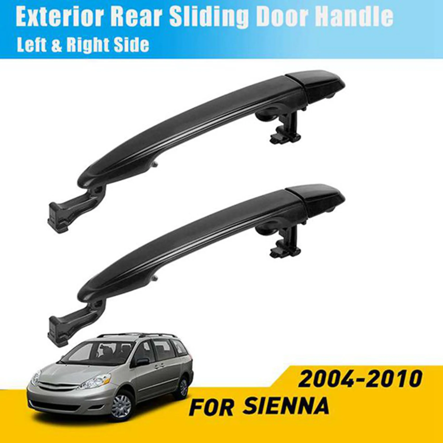 

2 шт., задняя дверная ручка, наружная дверная ручка для Toyota Sienna 2004-2010 69213-08020 69227-08040, Черная