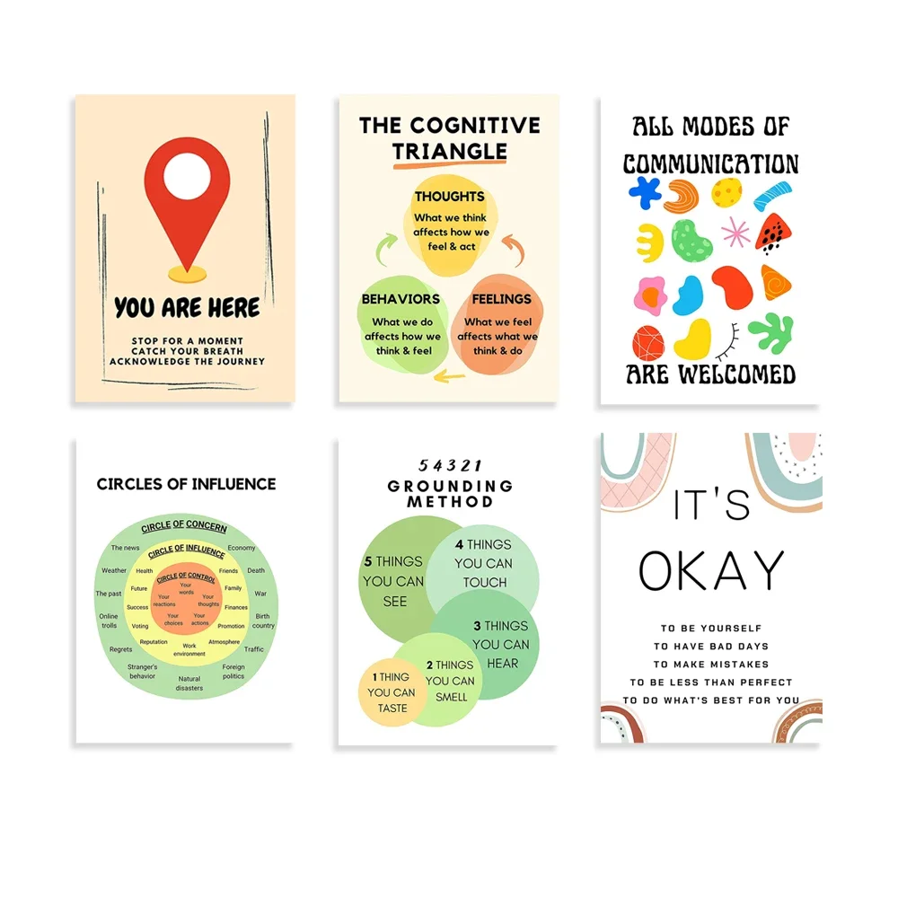 Цифровой плакат терапии психического здоровья офисный декор терапевта школьный