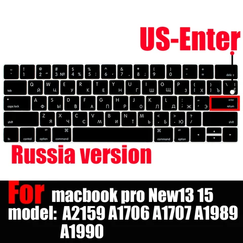 Аксессуары для ноутбука, чехол для клавиатуры macbook pro13 с тачбар, наклейки для клавиатуры, чехлы для клавиатуры A2159, A1706, A1707, A1989, A1990