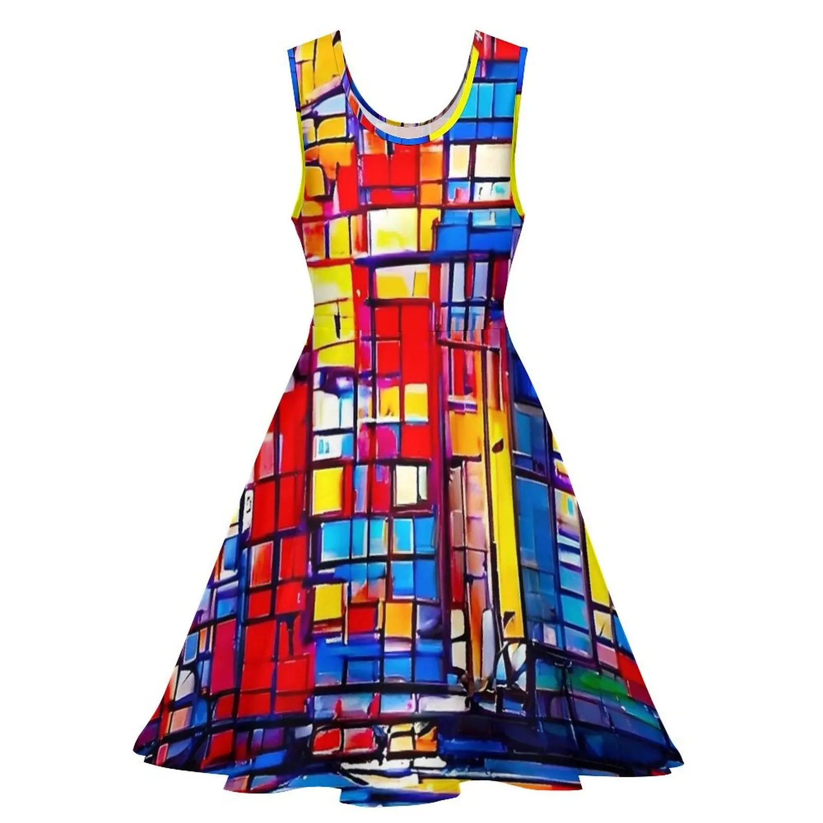 Платье Mondrian в стиле импрессионизма с высокой талией платья уличном весеннее