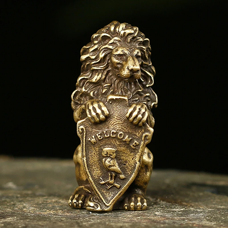 

Античная бронза приветствуется Shiled Lion статуя короля домашние украшения по фэн-шуй медная Сова миниатюрные фигурки настольные украшения