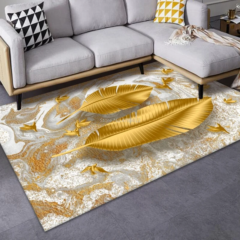 Golden Diamond Velvet Carpet Living Room Coffee Table Blanket Abstract Homestay Style Home Bedroom Bedside 200x300cm