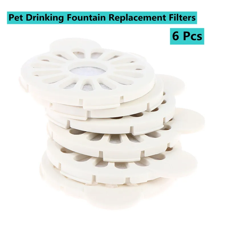 

6PCS Cat Snail Drinking Fountain Replacement Filter Activated Carbon Replaced Filter Water Drinking Dispenser For Cat Dog Pet
