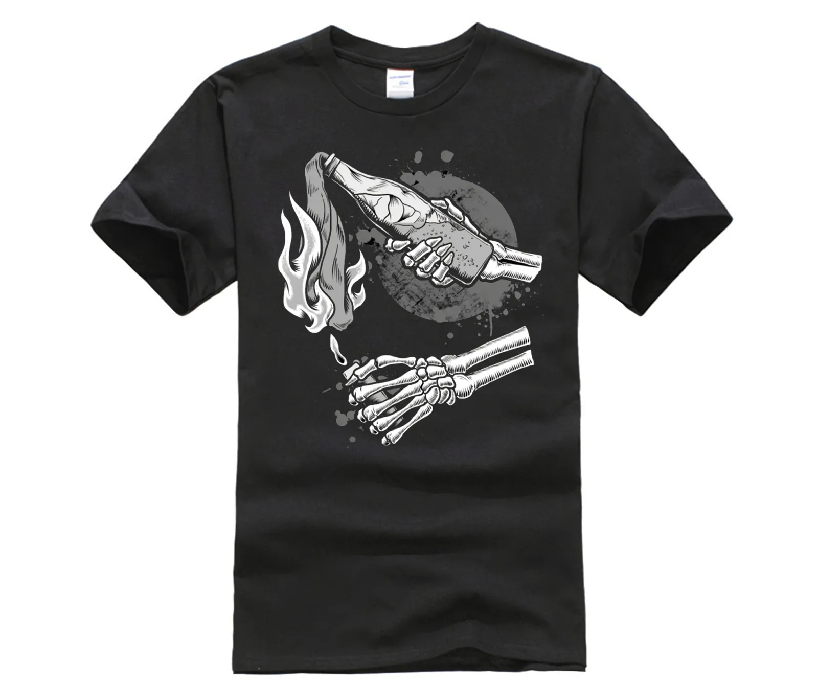 Модная креативная футболка с графическим рисунком принтом Молотова и коктейля