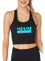 cool colors miami beach design breathable slim fit tank top womens leisure vacation crop tops summer camisole