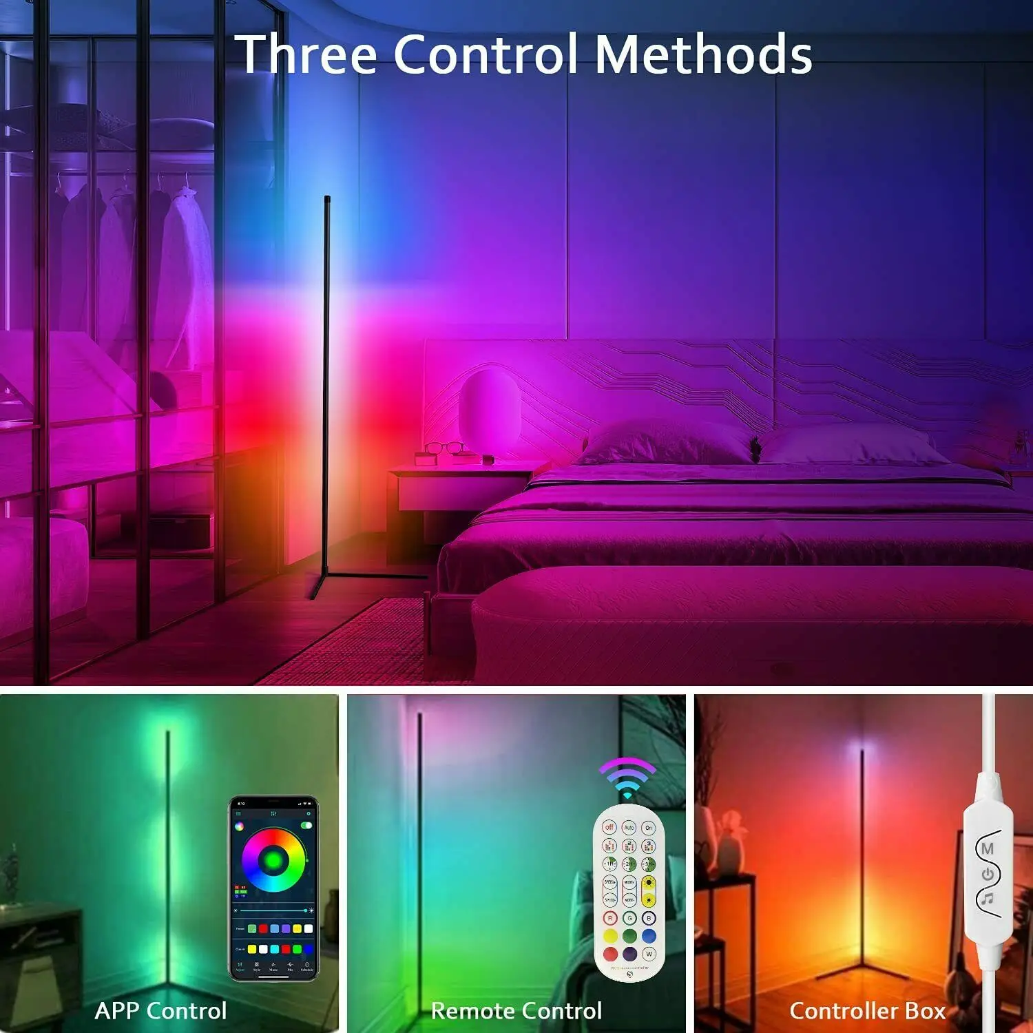 Living Room Dimmable Corner Floor Lamp RGB Modern Indoor Lighting with Smart Remote APP Control LED Lights Bedroom Standing | Освещение