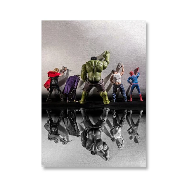 Плакат для унитаза Marvel Super Hero, Человек-паук, Дэдпул, Росомаха, Халк, холст, настенная художественная печать, настенная роспись, домашний декор для ванной комнаты, подарок без рамы
