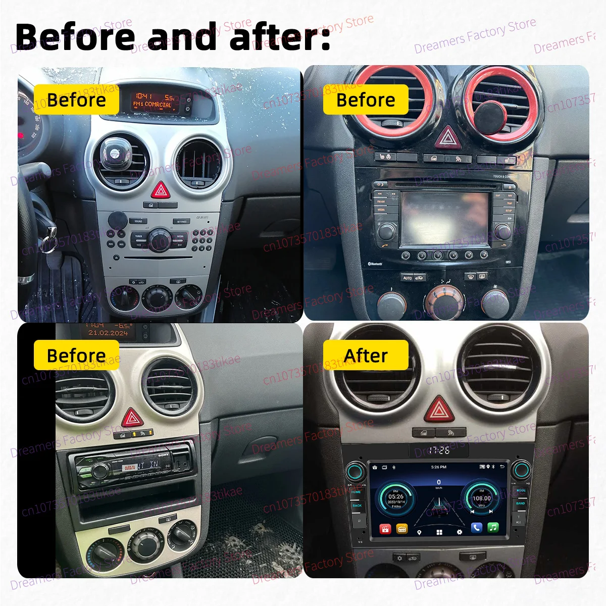 Фото 2-диночное радио Android для Opel Vauxhall Corsa D MK3 2007-2014, 7-дюймовый экран, беспроводной Carplay, автомобильный мультимедийный головное устройство, стерео авторадио №2