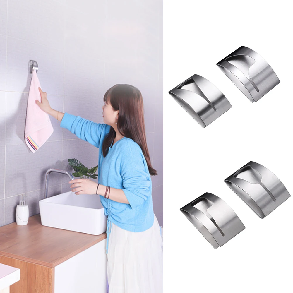 

1PC Self Adhesive Towel Hook Holder Grabber Stainless Steel Towel Hook Wall Towel Hangers Rack Holders for Bathroom Kitchen